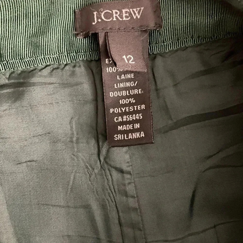 J.Jill Green Wool Button Front Pleated Retro A-Line Skirt Size 12 - Picture 2 of 7
